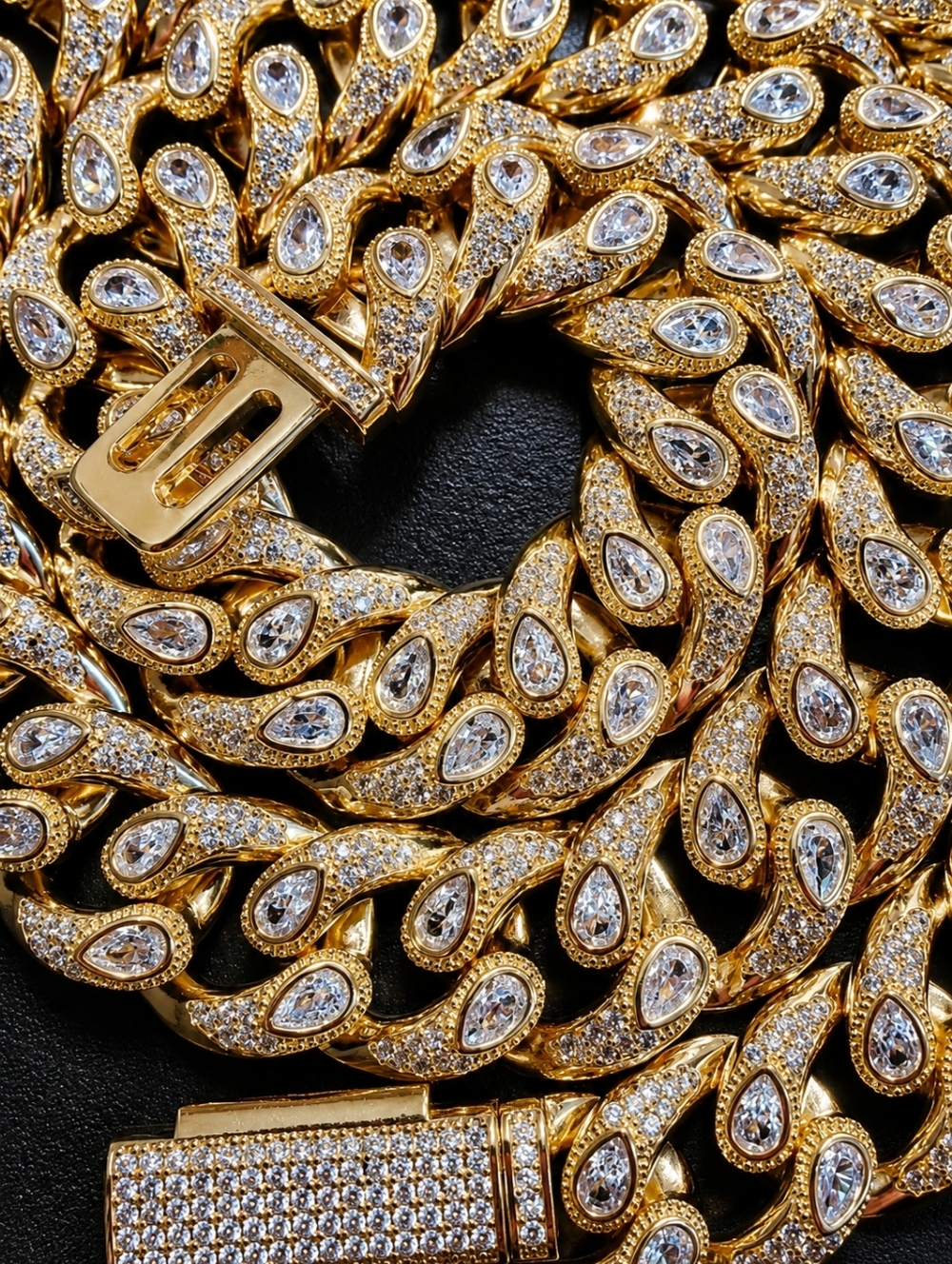 Iced Out Tear Drop Cuban Link Chain